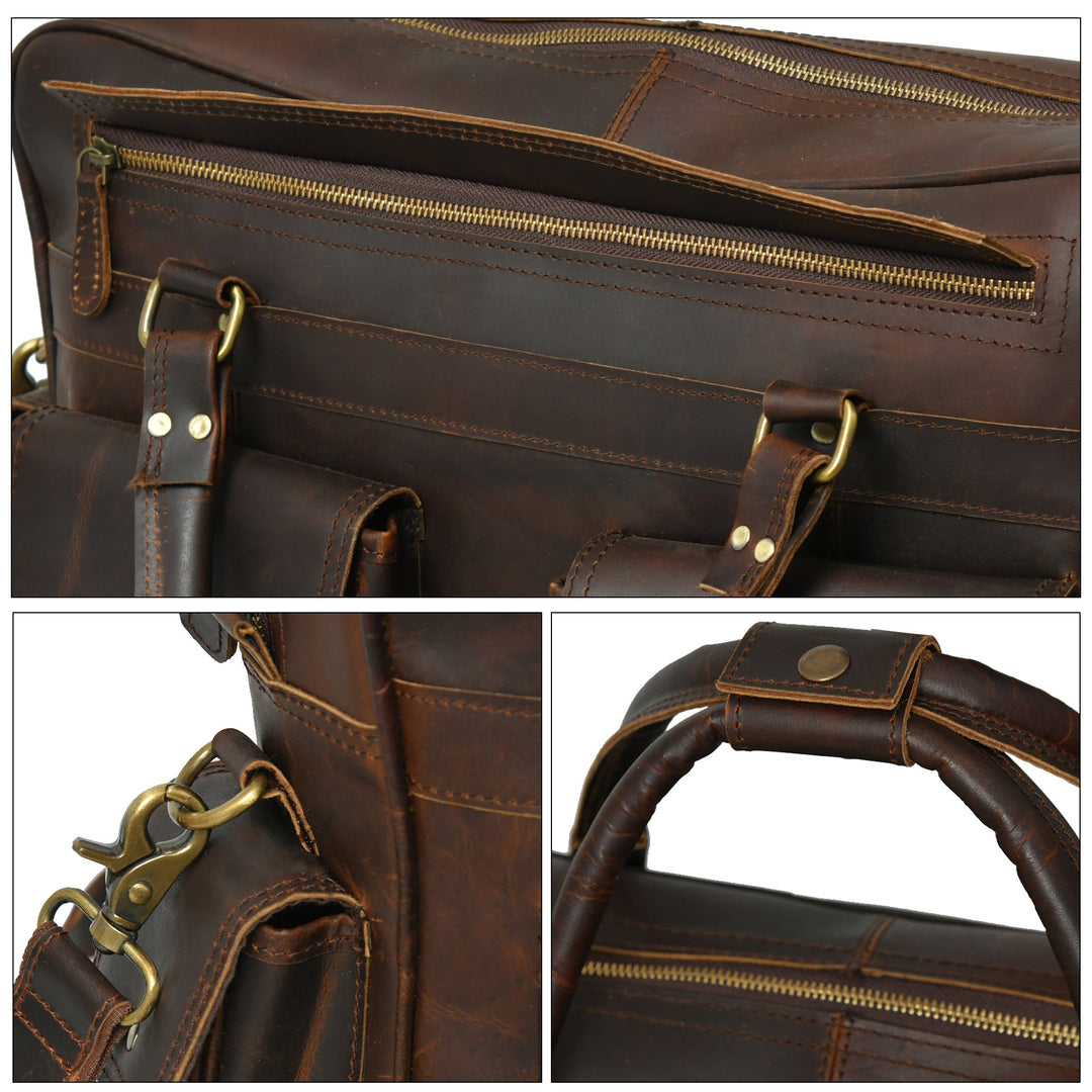 Retro Buffalo Leather Business Briefcase - 7