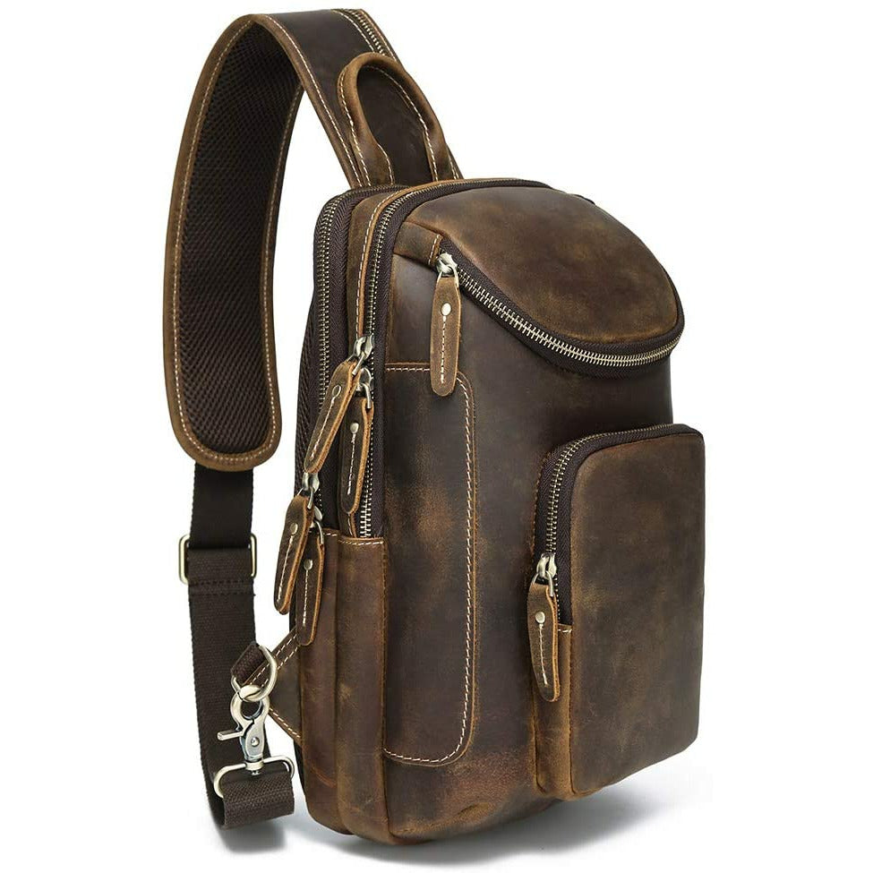 crazy horse buffalo leather backpack Buffalo Crazy Horse Leather Sling Bag