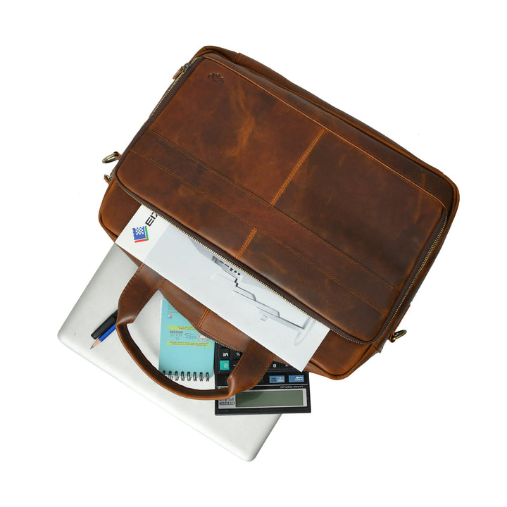Buffalo Leather Laptop Briefcase - 4