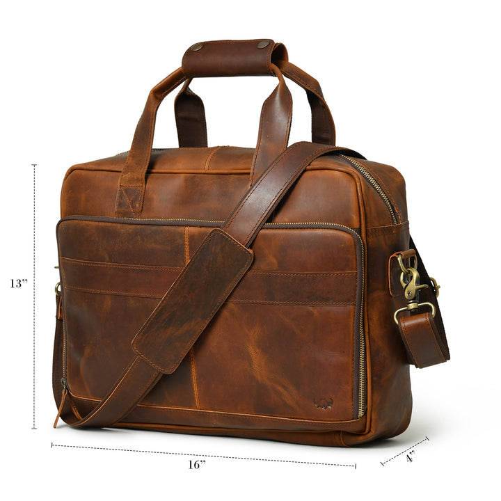 Buffalo Leather Laptop Briefcase - 5