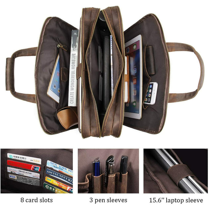 Crazy Horse Handmade Buffalo Leather Briefcase