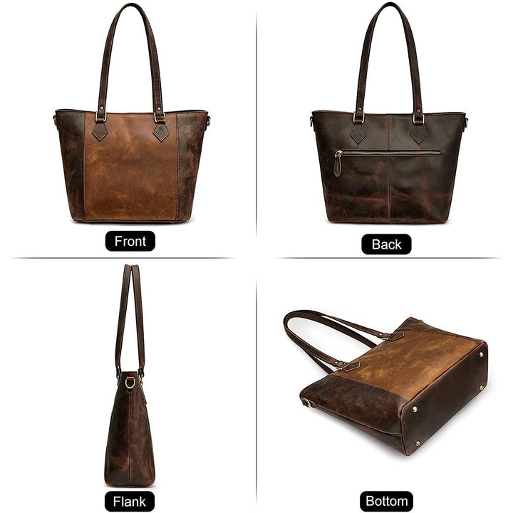 Women Buffalo Crazy Horse Leather Tote Bag