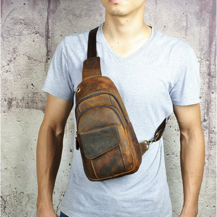 Crazy Horse Leather Chest Sling Bag