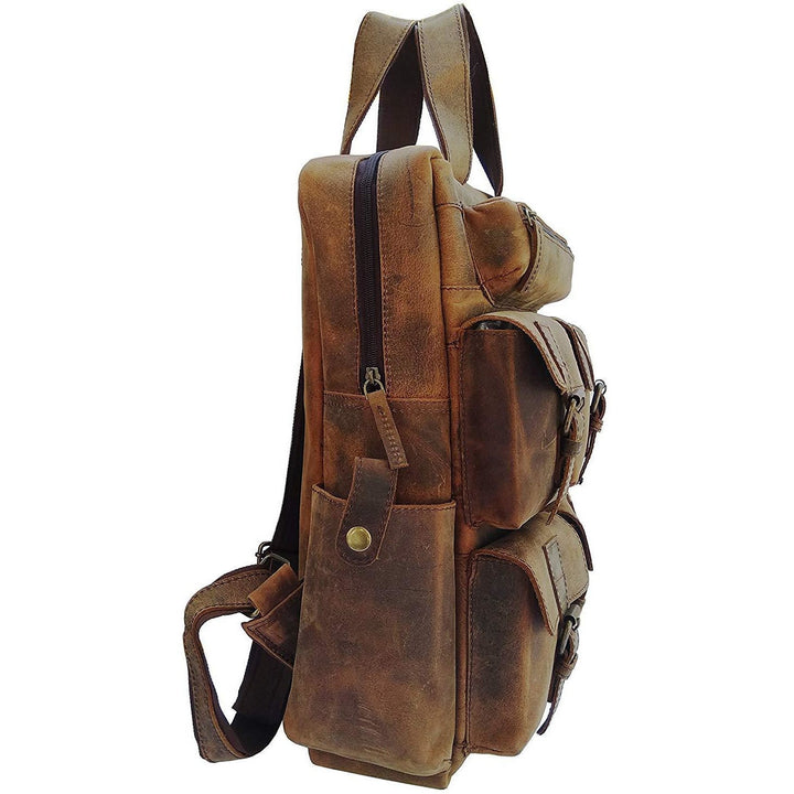 18"  Large Vintage Leather Backpack Rucksack Leather Bags Gallery