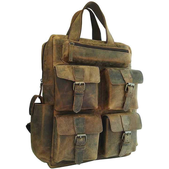 18"  Large Vintage Leather Backpack Rucksack Leather Bags Gallery