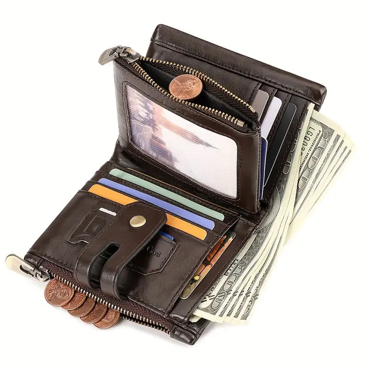 Vintage Cowhide Large Capacity Leather Wallet