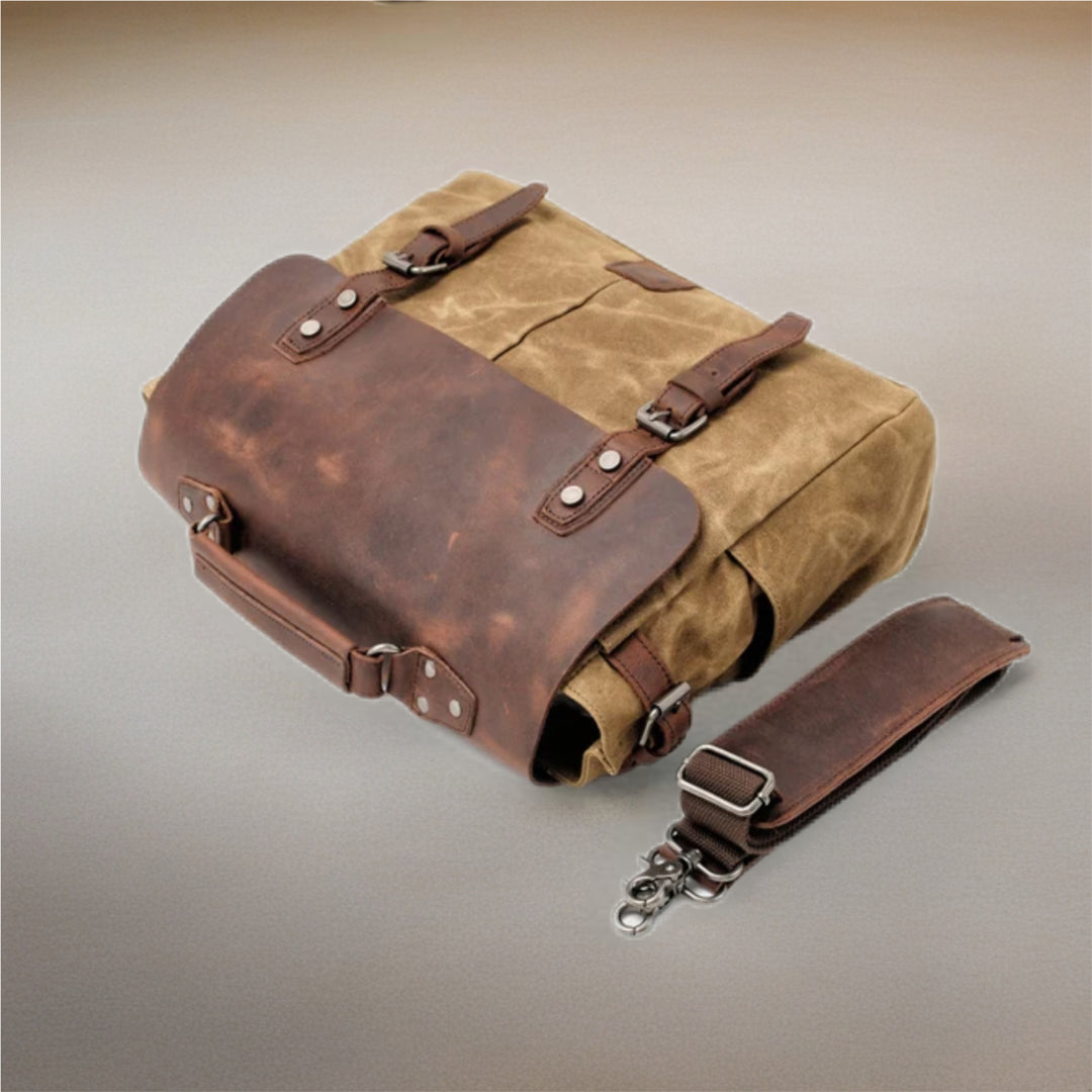 Heritage Voyager Leather & Canvas Messenger