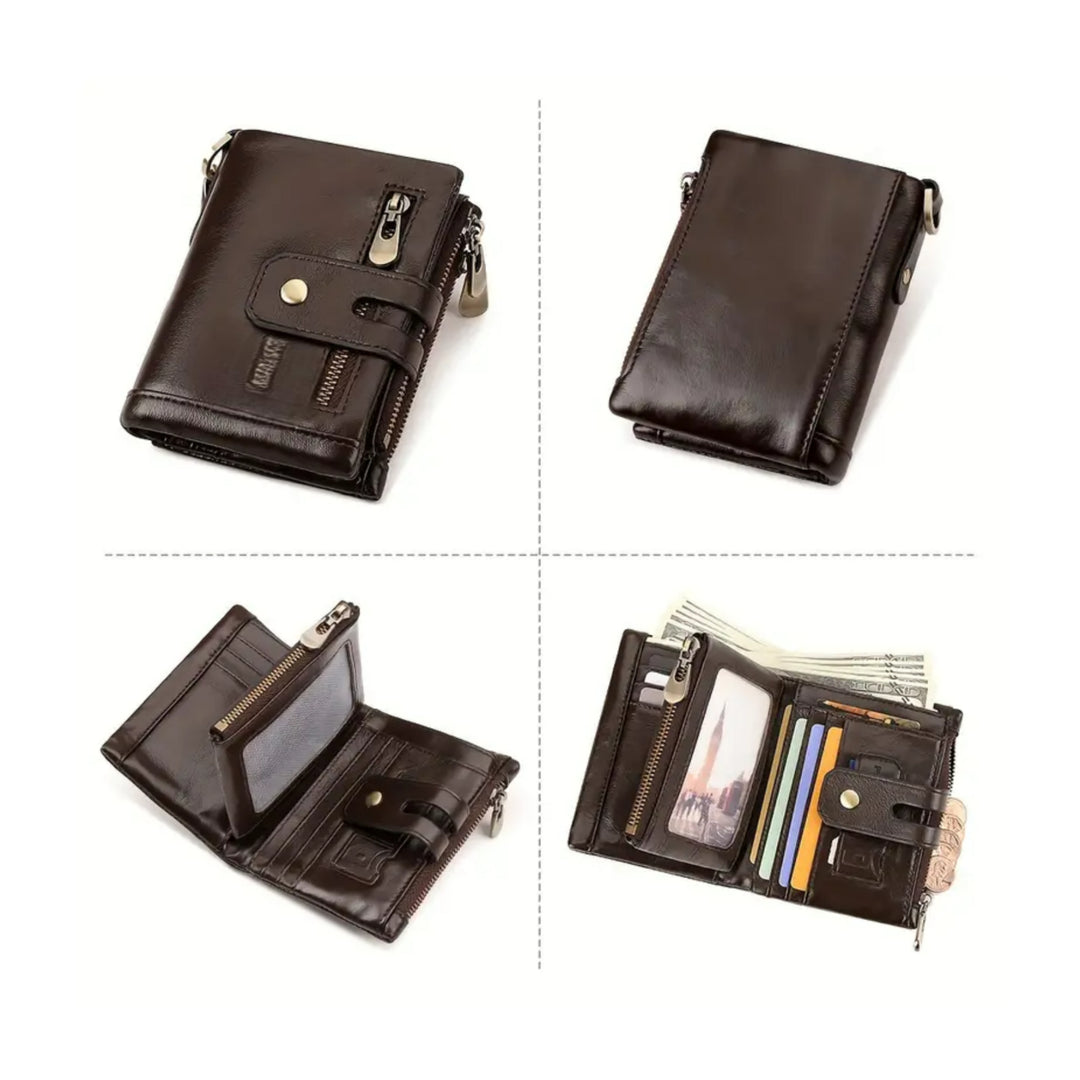 Vintage Cowhide Large Capacity Leather Wallet