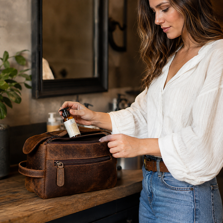 Buffalo Leather Toiletry Bag