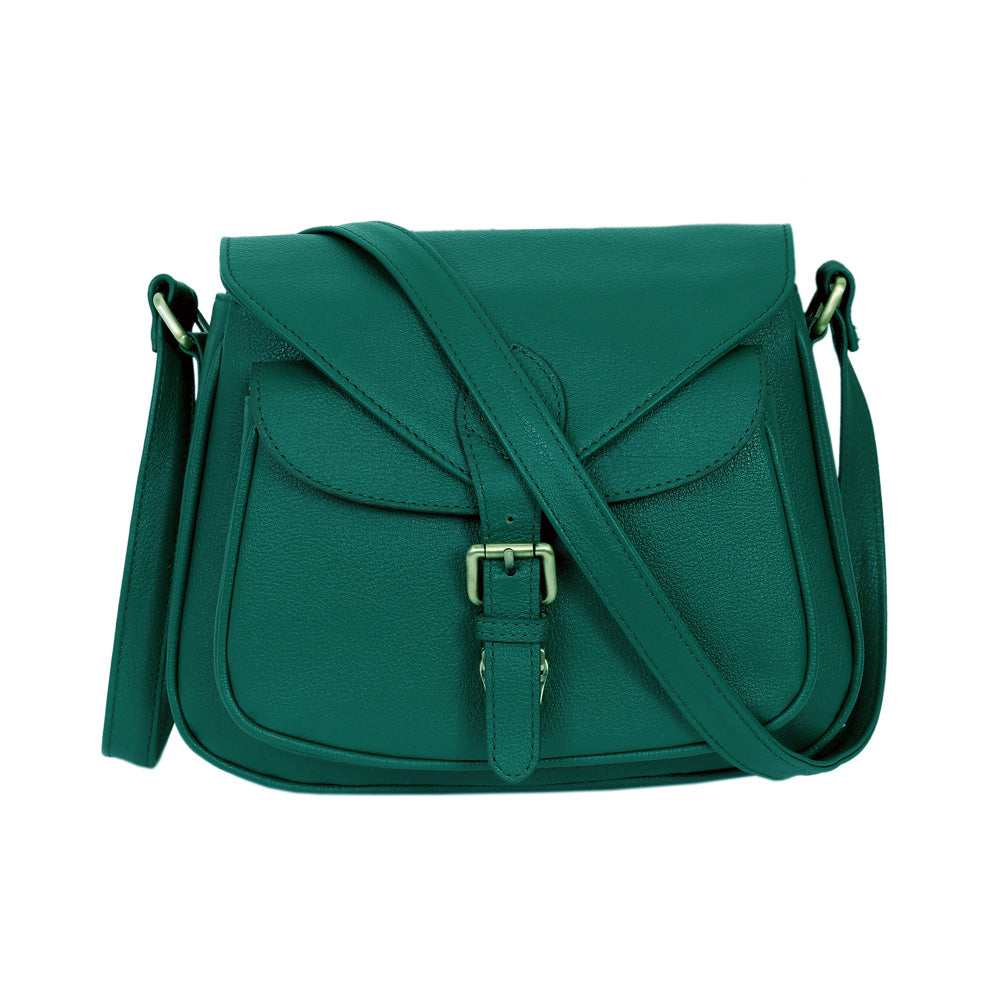 Luxe Belle Women's Full-Grain Buffalo Leather Handbag - Green