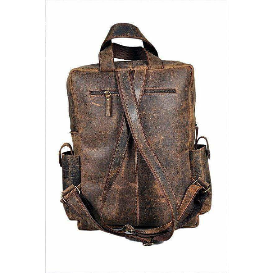 18"  Large Vintage Leather Backpack Rucksack Leather Bags Gallery