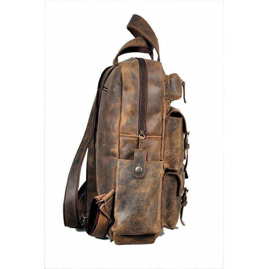 18"  Large Vintage Leather Backpack Rucksack Leather Bags Gallery