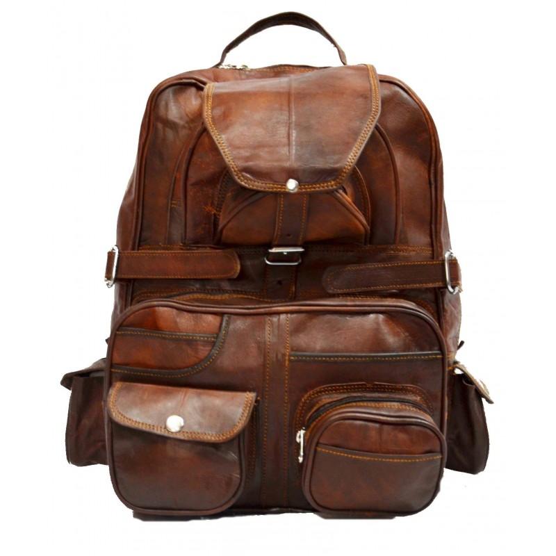 big leather backpack mod Extra Large Vintage Leather Rucksack Backpack with Multi Function Pockets