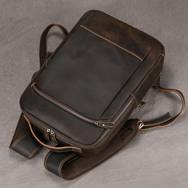 Crazy horse buffalo leather backpack sale