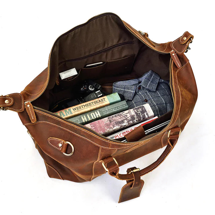 First Layer Cowhide Leather Duffel Bag