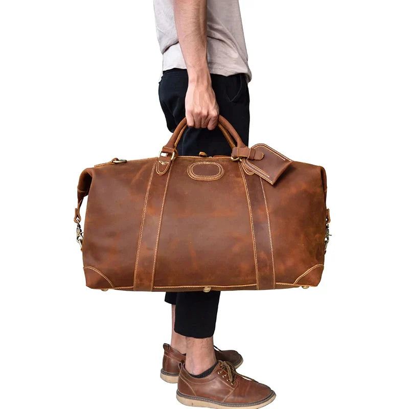 First Layer Cowhide Leather Duffel Bag