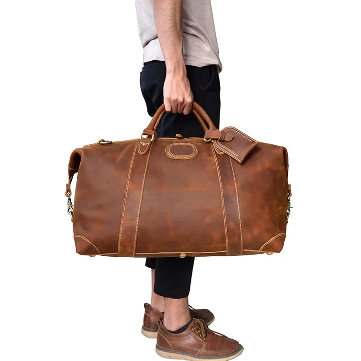 First Layer Cowhide Leather Duffel Bag