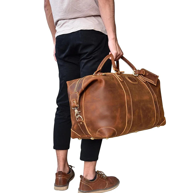 First Layer Cowhide Leather Duffel Bag