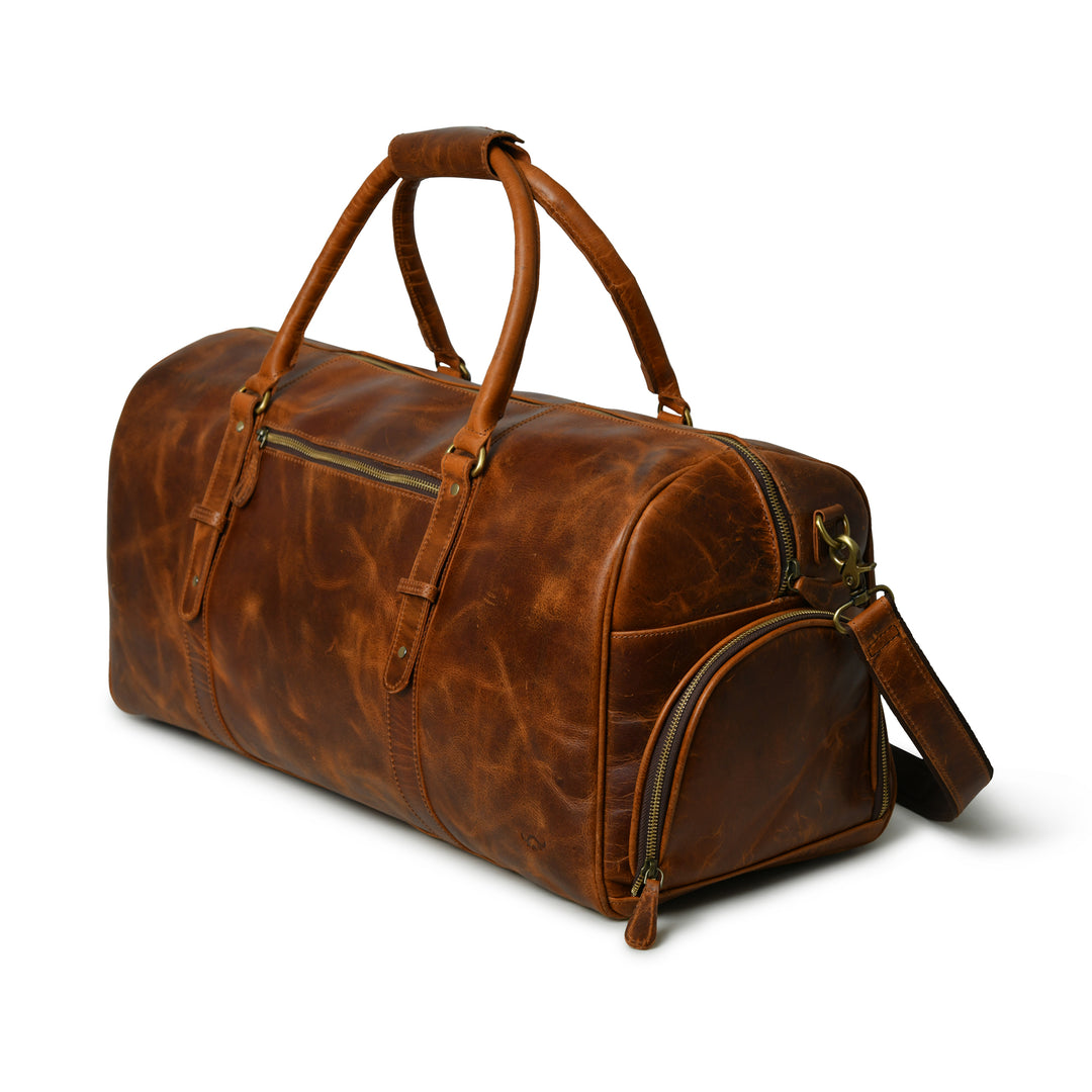 Buffalo Leather Overnight Bag - Saddle Tint
