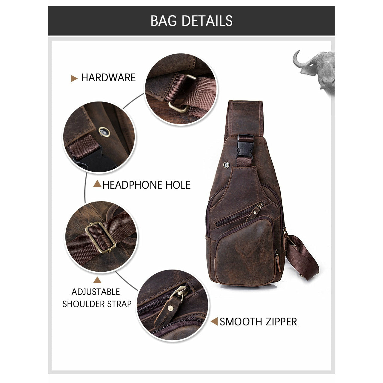 Buffalo Leather Crossbody Sling bag | Sam's Buffalo