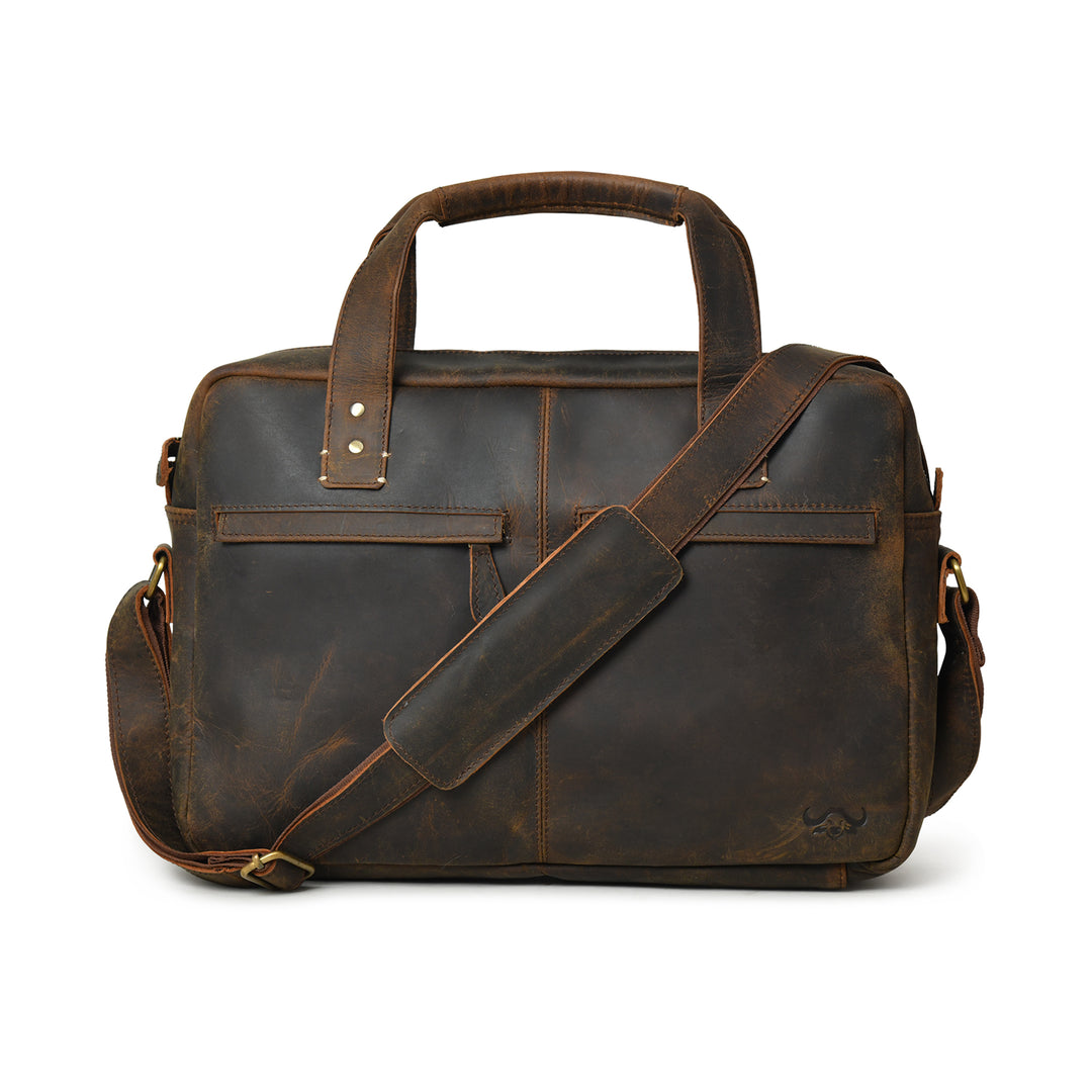 Vintage Buffalo Leather Laptop Bag - 1