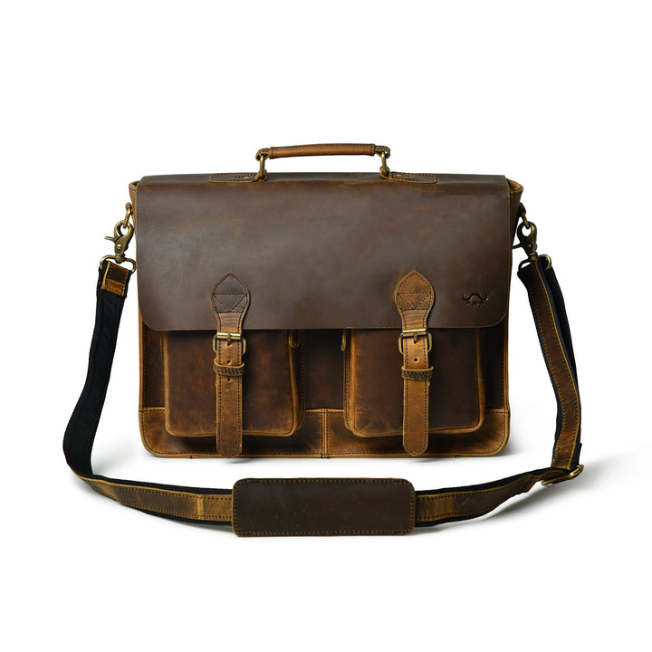 Buffalo Leather Retro Briefcase - Pecan Savory - 4