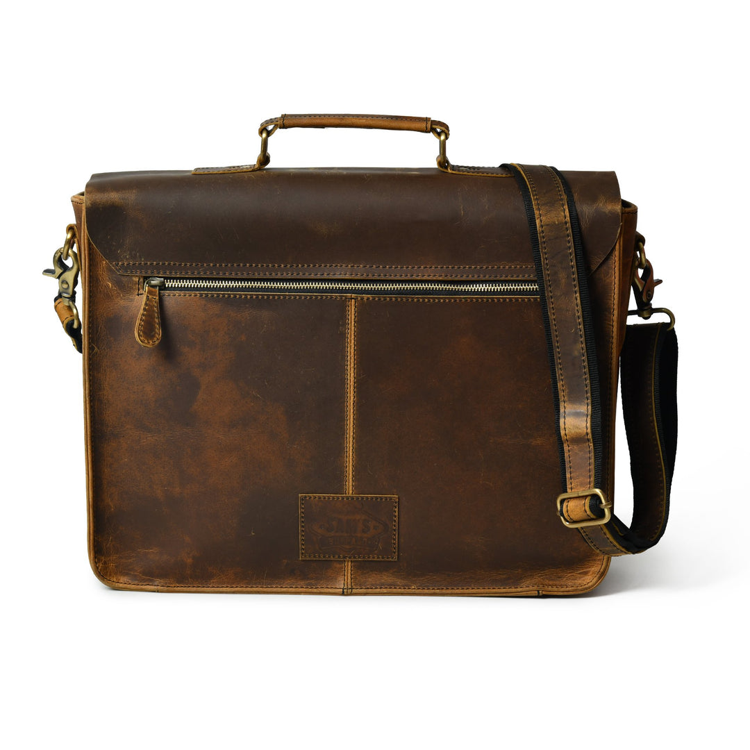 Buffalo Leather Retro Briefcase - Pecan Savory - 5