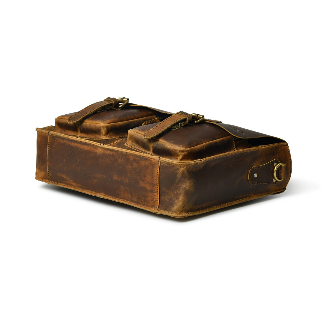 Buffalo Leather Retro Briefcase - Pecan Savory - 7