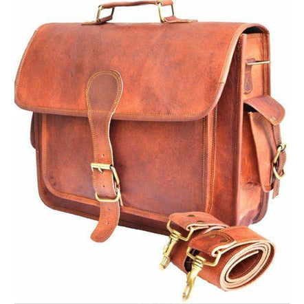 Men's Vintage Leather Messenger Briefcase Bag