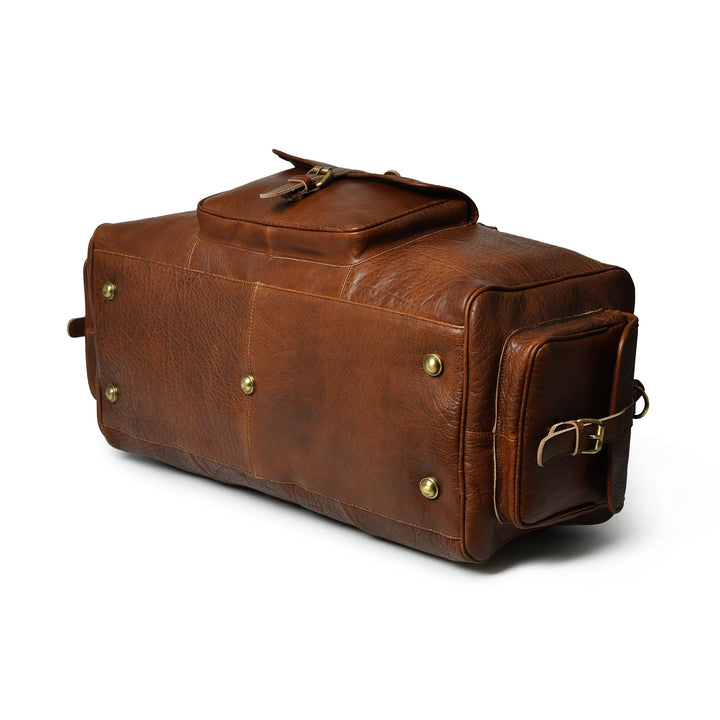 Cool Soft Buffalo Leather Duffel Bag - Nebulous Saddle - 4