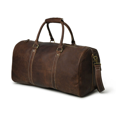 Leather Overnight Duffle Bag - Tuscan Ardor