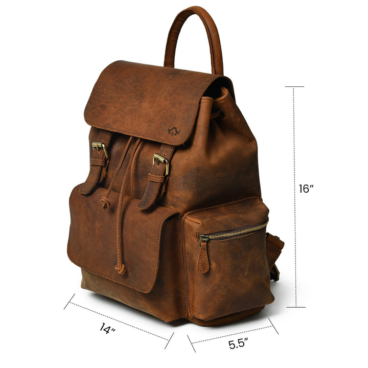 Vintage Buffalo Leather Backpack - 6