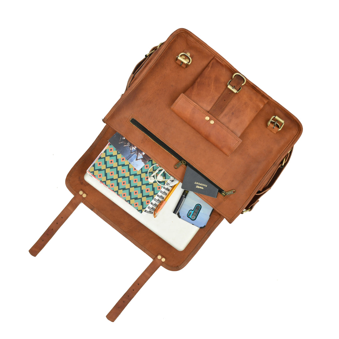 One Pocket Top Grain Leather Briefcase