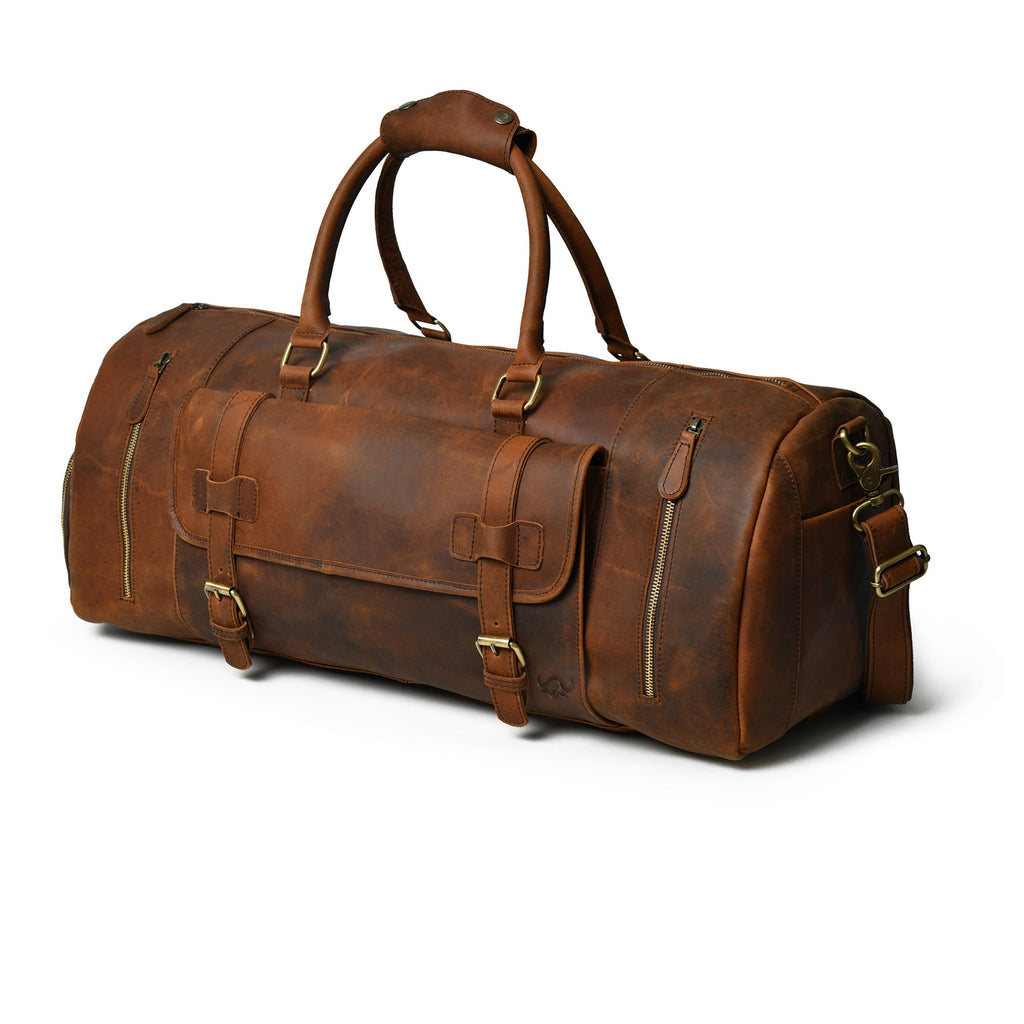 Buffalo Leather Duffle, No. 5 Grip Travel Bag - USA Made