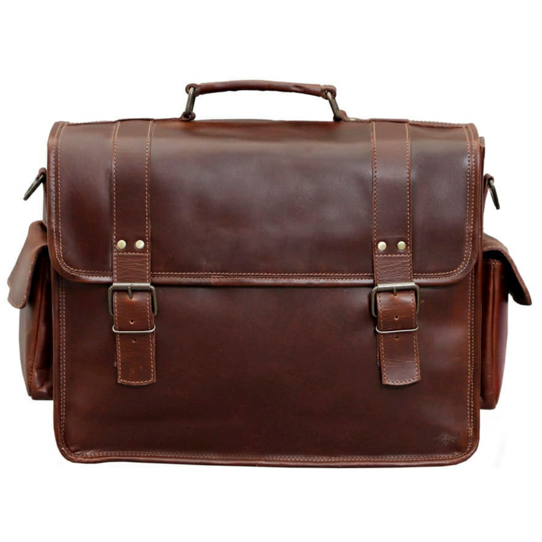 Buffalo Leather Satchel Briefcase - 5