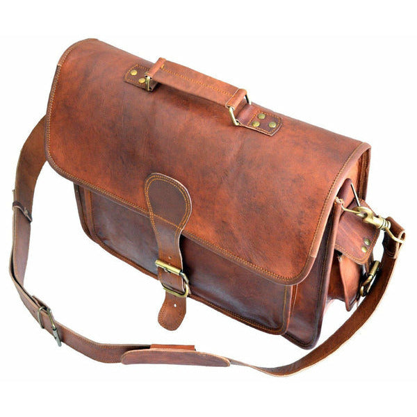 Men's Vintage Leather Messenger Briefcase Bag