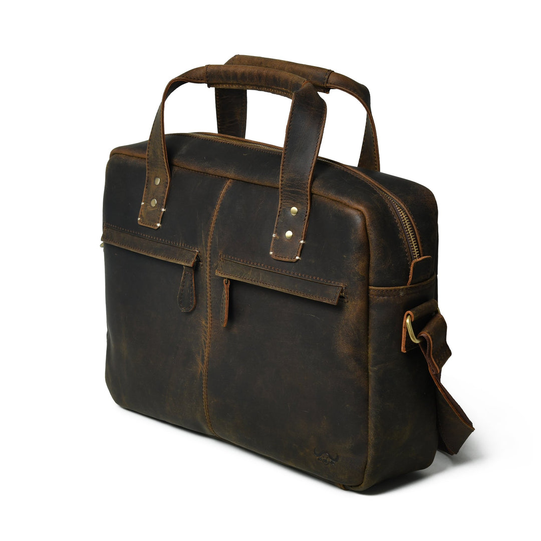 Vintage Buffalo Leather Laptop Bag - 2