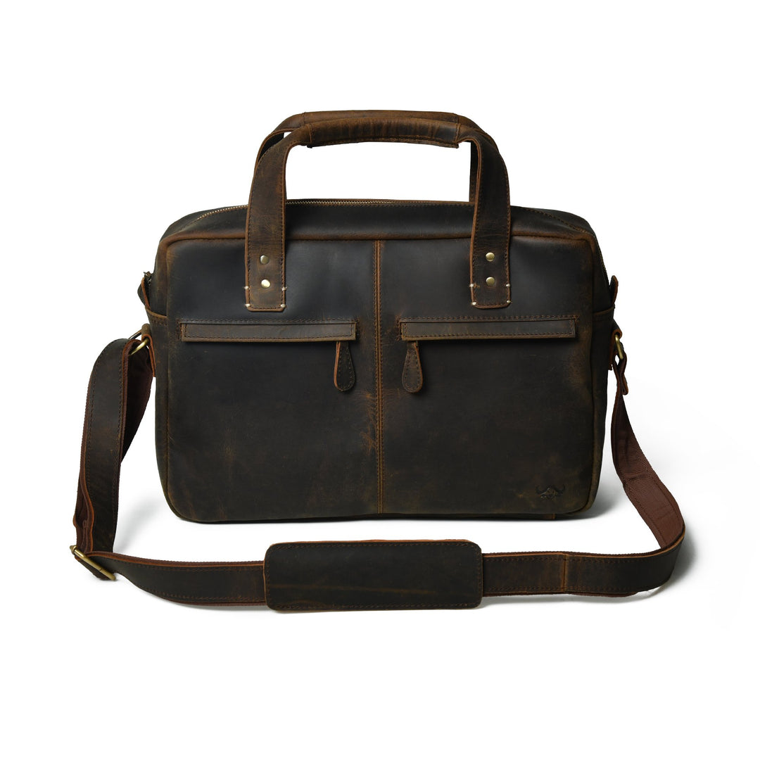 Vintage Buffalo Leather Laptop Bag - 3