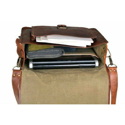 Men's Vintage Leather Messenger Briefcase Bag