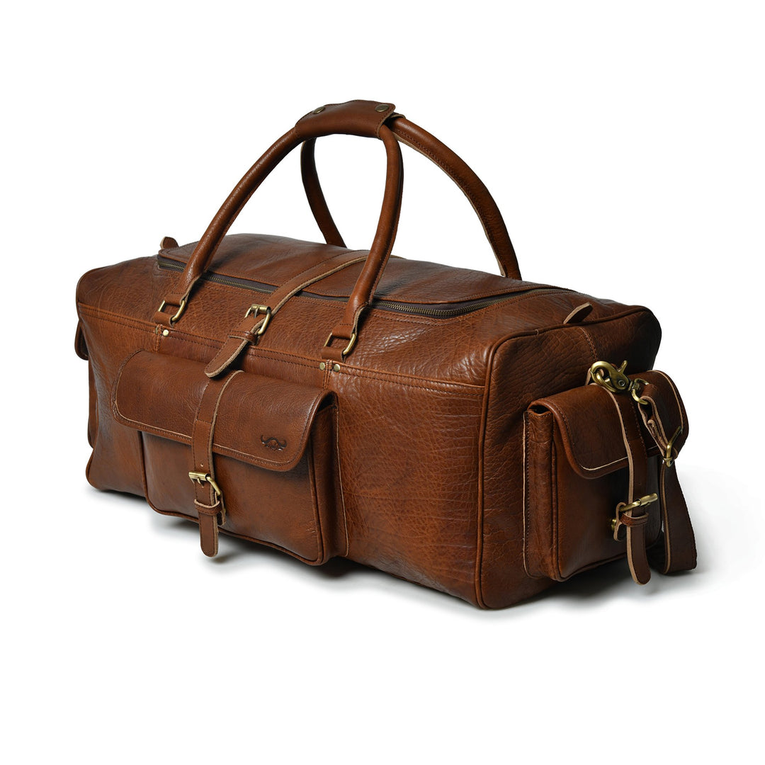 Cool Soft Buffalo Leather Duffel Bag - Nebulous Saddle