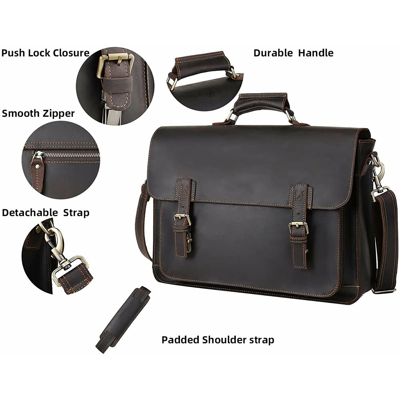 CONTACT'S Genuine Leather Briefcase Men's Bag Password