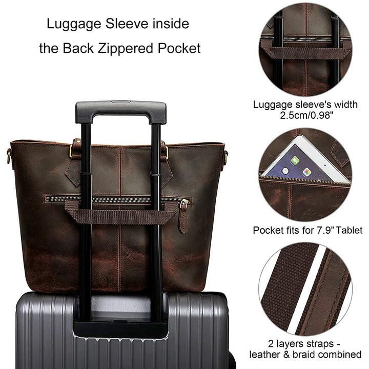 Women Buffalo Crazy Horse Leather Tote Bag