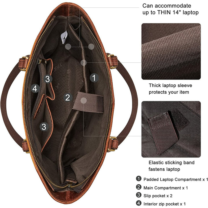 Women Buffalo Crazy Horse Leather Tote Bag