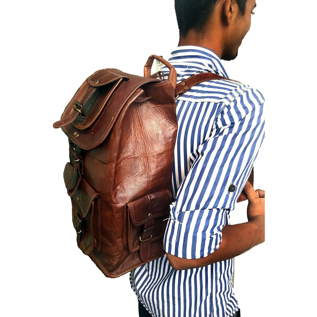 Vintage Leather Laptop  Backpack