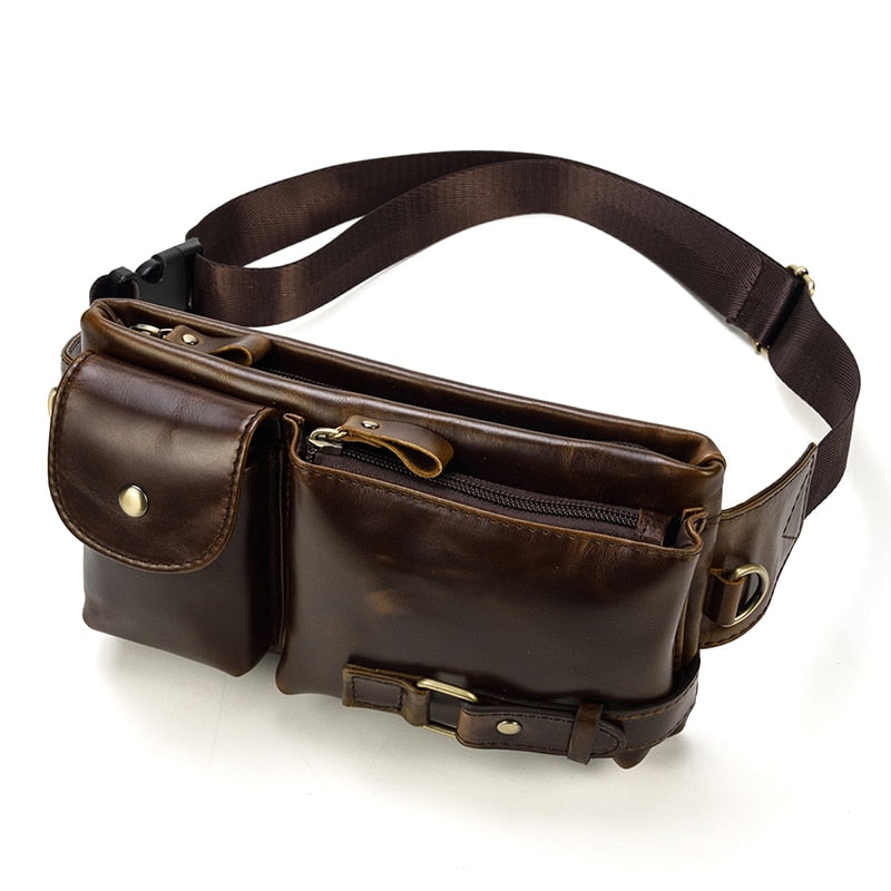 Leather waist pouch for mens on sale