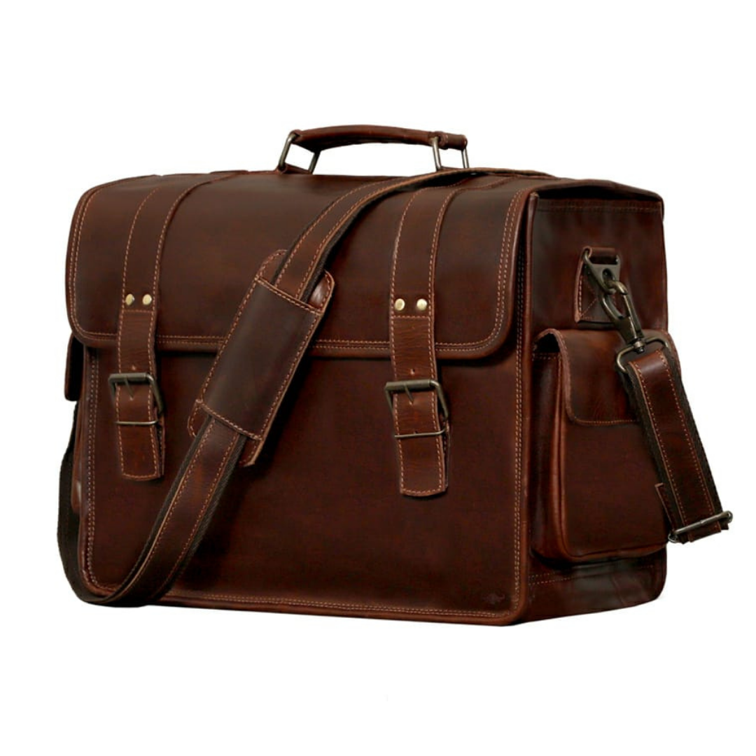 Buffalo Leather Satchel Briefcase - 1