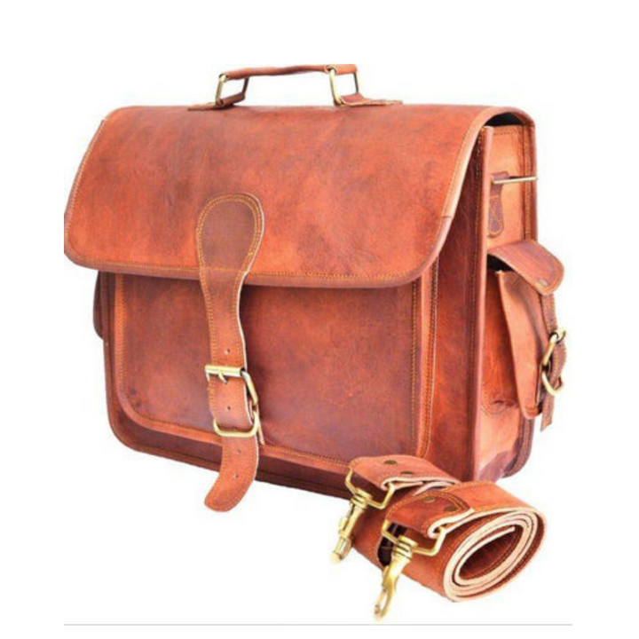 Men's Vintage Leather Messenger Briefcase Bag