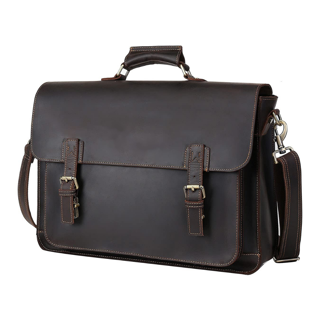 Mens Dark 2024 Tan Leather Office Bag