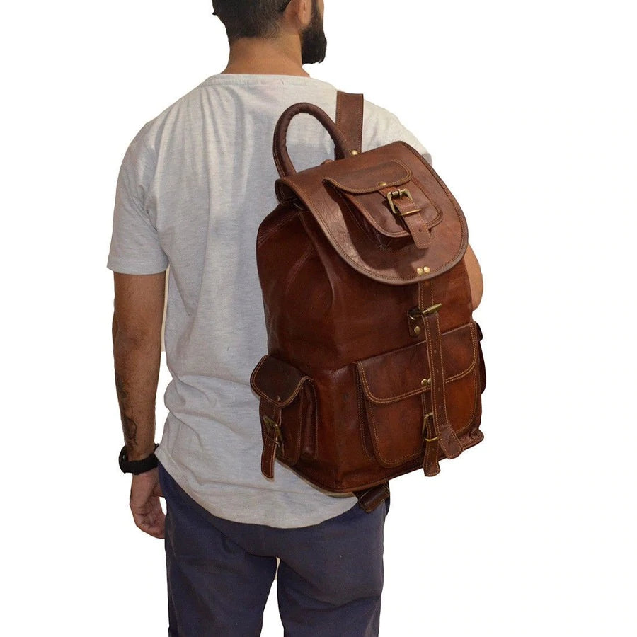 Vintage Leather Laptop  Backpack