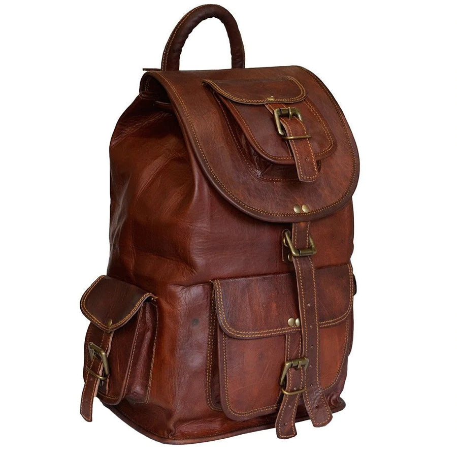 POLARE ORIGINAL Polare Vintage Full Grain Leather Rucksack Backpack India |  Ubuy
